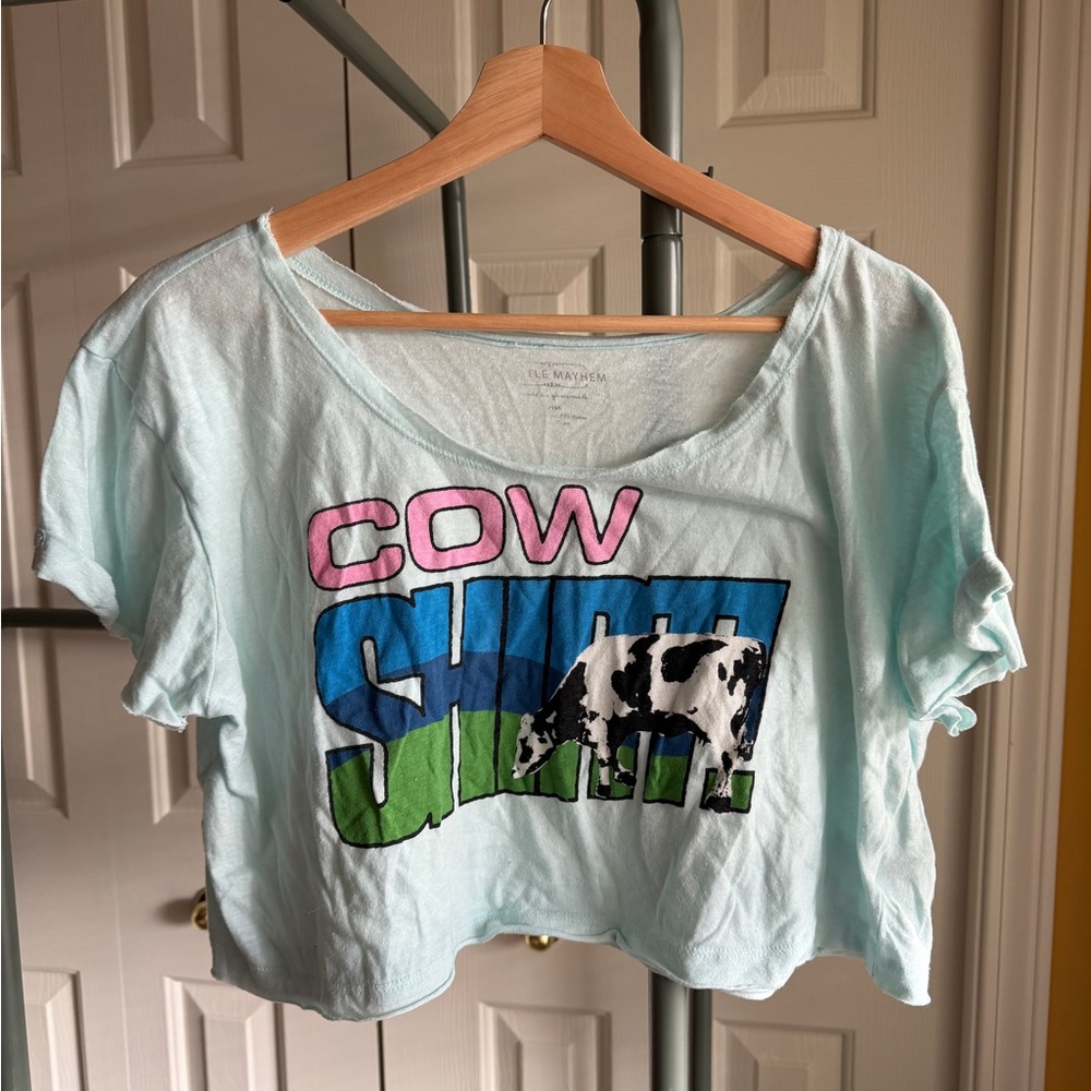 COW SHIRT. Cheeky graphic crop top.